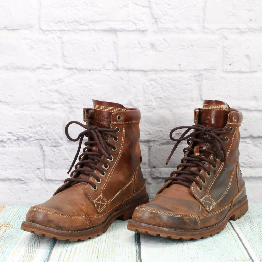 Timberland Earthkeepers Brown Leather Lace Up Waterproof Hiking Boots Size 9 - Picture 2 of 9
